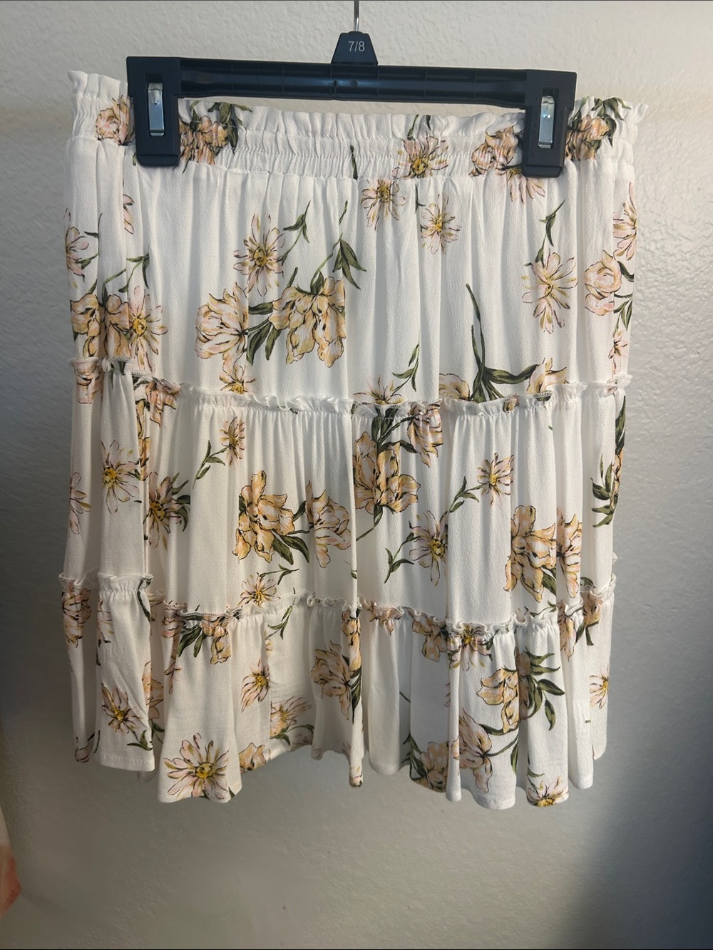 GB girls White Tiered Skirt with Yellow Floral Print